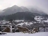 View of the Piatra Craiului mountains from Zărnești