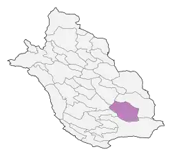 Location of Zarrin Dasht County in Fars province
