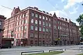 Redeveloped 19th-century red-brick Ericsson telephone factory (Soviet name Krasnaya Zarya (Red Dawn)) - a typical example of local industrial architecture of the time.