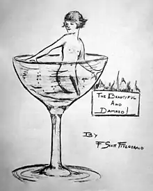 Zelda Fitzgerald's sketch of a naked flapper in a martini glass
