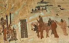 The travel of Zhang Qian to the West, details of mural from cave 323, 618–712