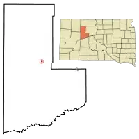 Location in Ziebach County and the state of South Dakota