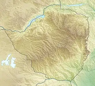 Map showing the location of Matusadona National Park