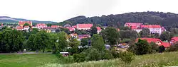 Panorama of Zlatá Koruna with the Cistercian monastery on the right