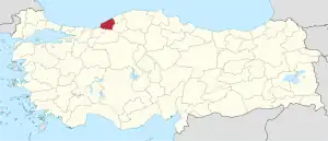 Location of the province within Turkey