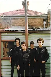 Left to right: Nic Chancellor, Craig Russell, Greg Pedley, Darren Smith in Brunswick, January 1981