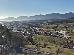 Panoramic view of Zreče from a nearby hill