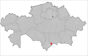 Location of Jualy District in Kazakhstan