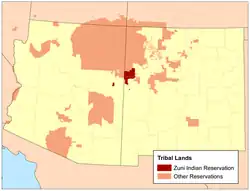 Location of Pueblo of Zuni