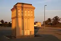 Two of three former anchor towers in Swakopmund
