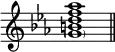  {
\override Score.TimeSignature
#'stencil = ##f
    \relative c'' {
        \time 4/4 \key c \minor
        <\parenthesize g b d f aes>1 \bar "||"
    }
}
