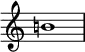  {
\override Score.TimeSignature #'stencil = ##f
\relative c'' {
   \clef G \time 4/4 b!1
} }

