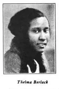Thelma Berlack Boozer as a college student, from a 1925 publication.