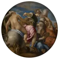  circular painting with multiple figures