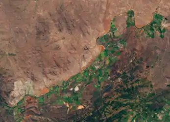 Irrigation on the right bank, and the Kruger Park on its left bank, as observed by Sentinel-2