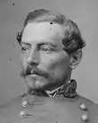 Confederate Civil War general with mustache and combed hair