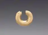Nose ring, a widespread type of jewel in the Pre-Columbian period of Colombia; before 1550; gold; overall: 1.8 x 2.2 cm; Cleveland Museum of Art (Cleveland, Ohio)