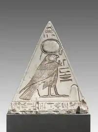 Pyramidion of Ramose, from Deir el-Medina, 1292–1190 BC (New Kingdom), limestone, Museo Egizio, Turin