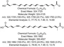 diagrams of the structure of two polyenes formed by BY1