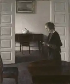 Vilhelm Hammershøi, Interior with a Reading Lady, c. 1900