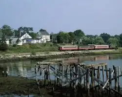 Train waiting to depart in Wiscasset