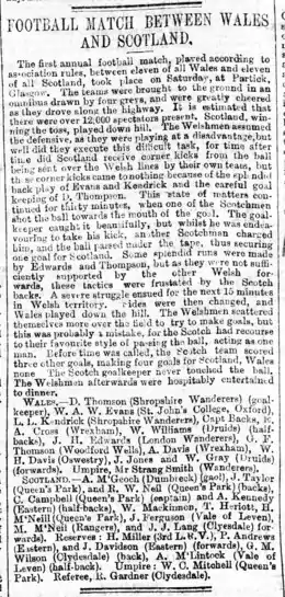 A newspaper clipping of a match report.