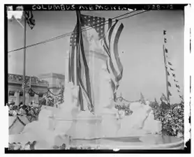 The Columbus Memorial surrounded by its veil