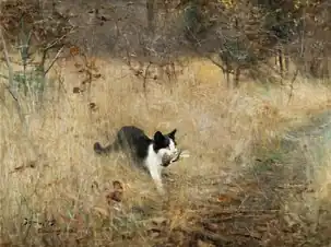 Katt på fågeljakt (1883) Bruno Liljefors