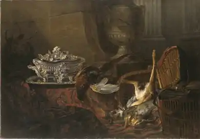 Still Life with Dead Game and a Silver Tureen on a Turkish Carpet (1738), 120 x 171 cm., Nationalmuseum