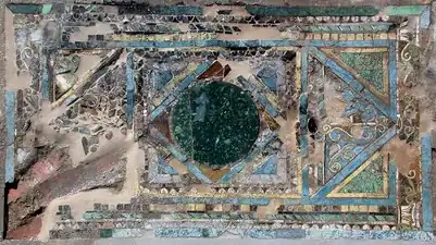 One of the opus sectile panels in the pavement of the cenatio