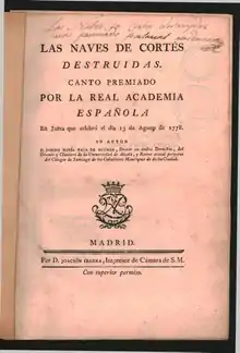 Las naves de Cortés destruidas (1778).