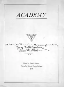 Sheet music to a 1911 school fight song