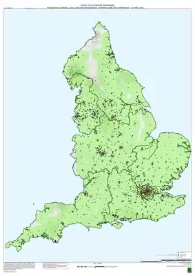 Vaccination site locations in England, as at 5 February 2021