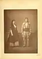 Bulgarian man and woman of Sofia, from Les costumes populaires de la Turquie en 1873, published under the patronage of the Ottoman Imperial Commission for the 1873 Vienna World's Fair