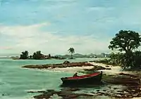 Vista de una playa en Paquetá (circa 1890)