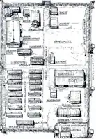 Plan OLP No. 10 de Vorkutlag - Rechlag (existía en 1944-1954). Compilado según las memorias de prisioneros alemanes. Publicado en 2003 en el catálogo de la exposición "Von Potsdam nach Workuta" ("De Potsdam a Vorkutá").