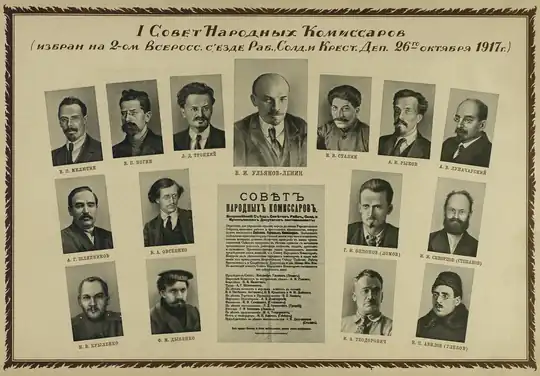 Comisarios del Pueblo elegidos en el II Congreso Panruso de los Soviets, 8 de noviembre de 1917