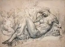 Dibujo de La noche, por Rubens, hacia 1601-1603, Museo del Louvre, París