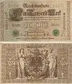 Billete de 1000 Marcos de sellos verdes, 21 de abril de 1910