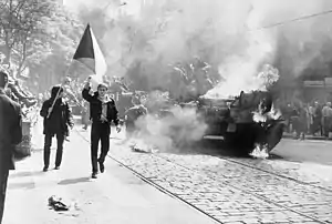 Manifestación en Praga contra la ocupación.