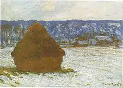 Monet, Montón de heno en día nevado, de la serie Almiares