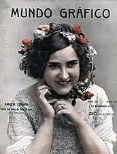 Amalia Isaura, en Mundo Gráfico, 12 de febrero de 1913. Fotografía de Calvache.