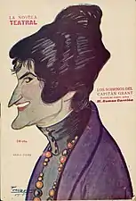 Amalia Isaura, en La Novela Teatral, 22 de diciembre de 1918. Caricatura de Tovar.