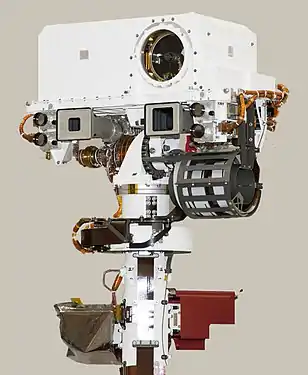 Mástil del rover Curiosity con dos navcams.