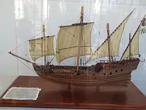 Maqueta de la Niña, conforme a la investigación recogida en el libro "Barcos y hombres del Descubrimiento", construida en 2015