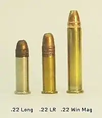 Comparación de cartuchos .22 Long, .22 Long Rifle y .22 Winchester Magnum