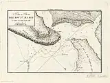 Boca y barra del rio Santa Maria. Presenta la desembocadura del río con parte de las islas Amalia, Cumberland y Tigre.