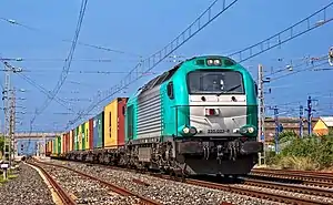 La locomotora 335.023 de Continental Rail con el Teco Bilbao -> Barcelona a su paso por la estación de L'Arboç