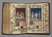 Atribuido a  ⋅Jean Le Noir,  Salterio de Bonne de Luxembourg , 14 cen. manuscrito iluminado