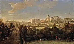 Vista de San Pedro del Vaticano desde el prado del Castello, s.XVIII.